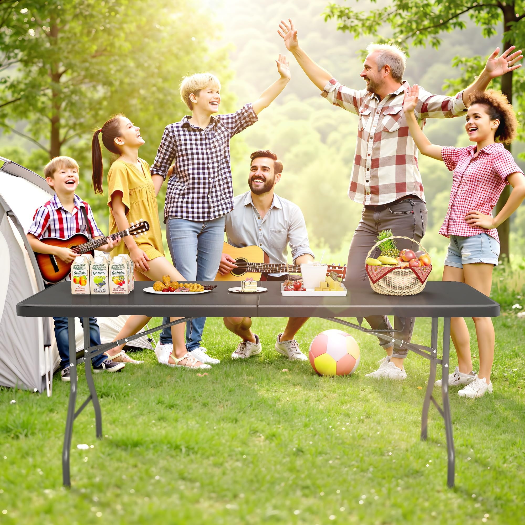 SUGIFT 5ft Folding Table Plastic Foldable Table for Indoor/Outdoor Use