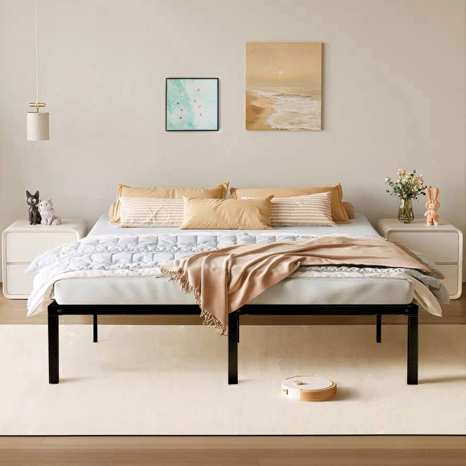 Vebreda Queen Bed Frame 14 inch Platform Bed with Heavy Duty Steel Slat Support for Adult, Black