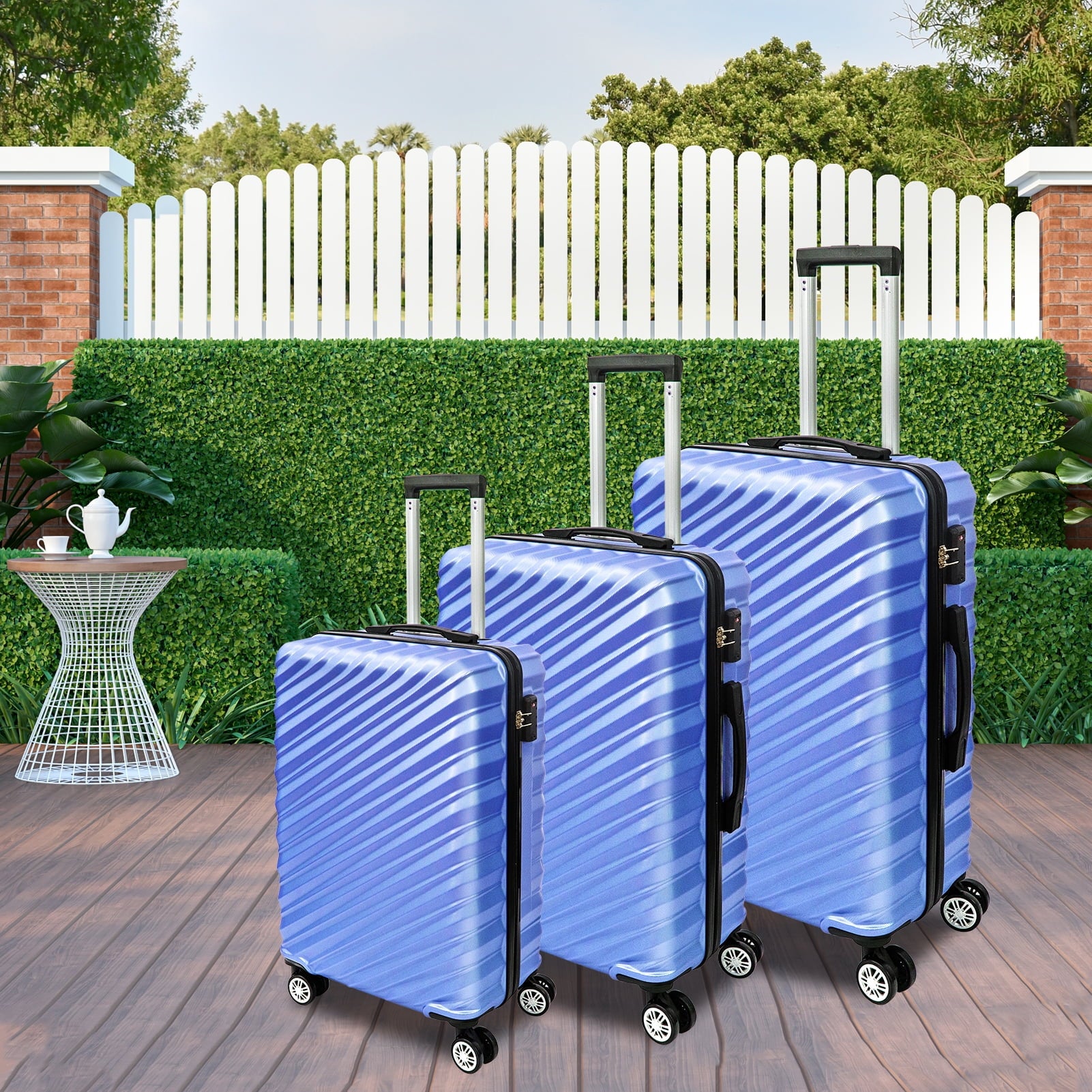 SUGIFT 3 Piece Luggage set with TSA Lock Spinner Wheel ABS, 20/24/28 Inches