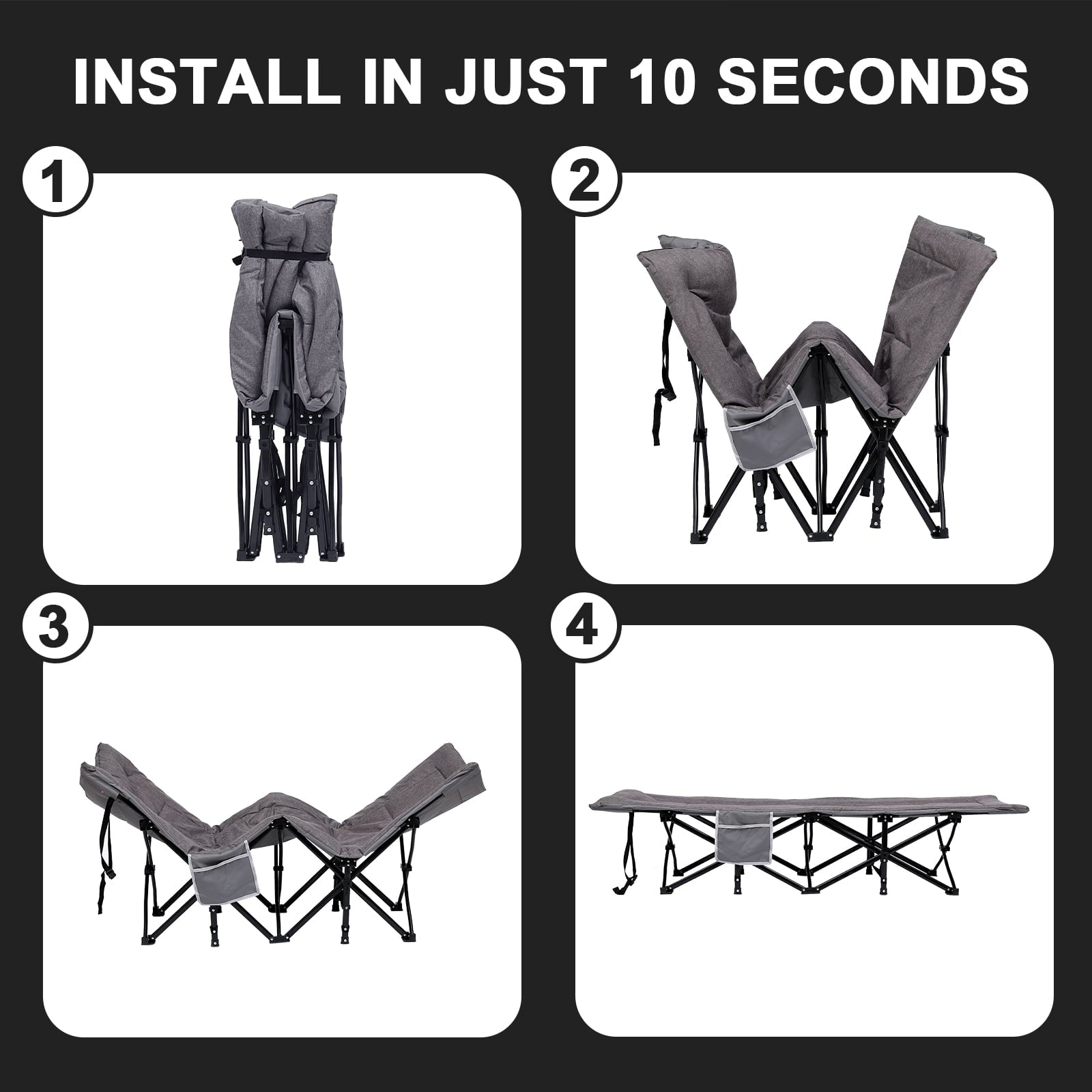 SUGIFT Folding Camping Cot W/Mat for Adults, Heavy Duty Outdoor Bed with Carry Bag, 1200 D Layer Oxford Travel Camp Cots