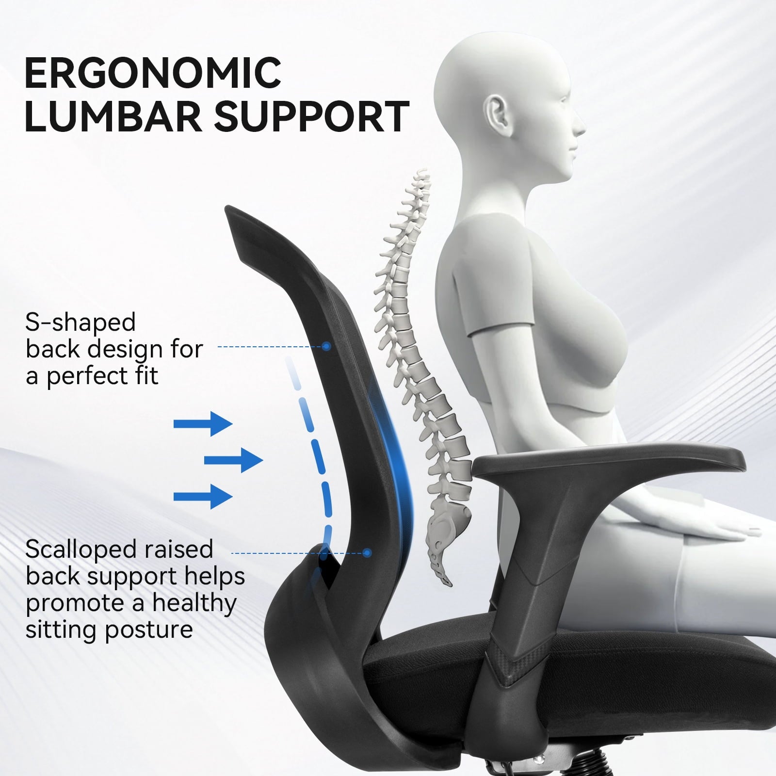 SUGIFT Office Chair, Ergonomic Desk Chair Breathable Mesh Chair, Black
