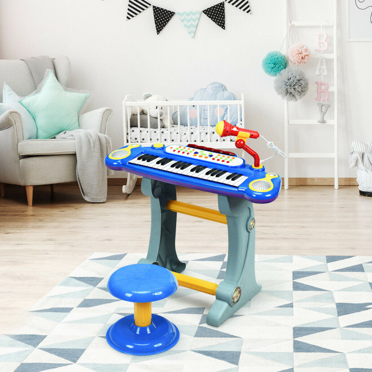 SUGIFT 37 Key Electronic Keyboard Kids Toy Piano Included Microphone and Stool