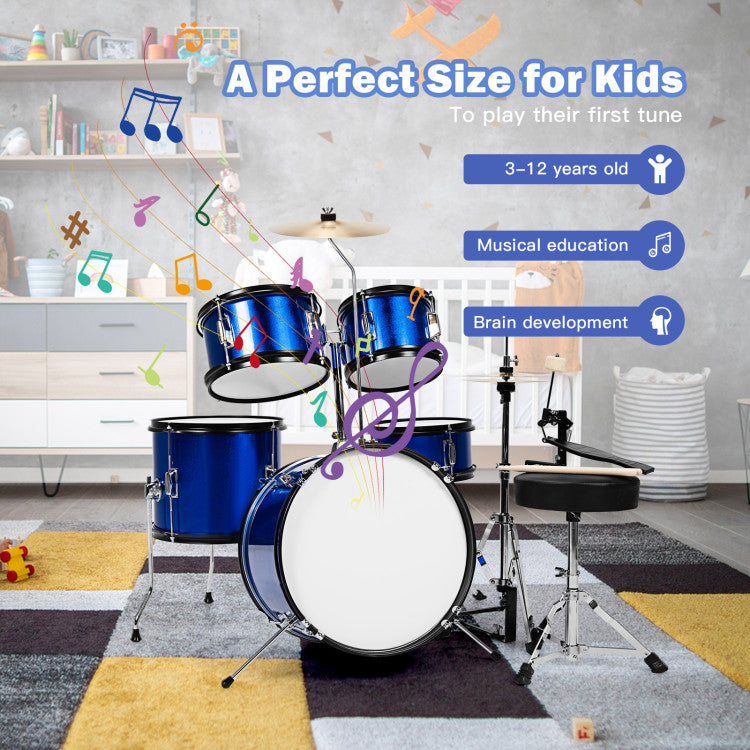 SUGIFT 16 Inch 5 Pieces Complete Kids Junior Drum Set Children Beginner Kit