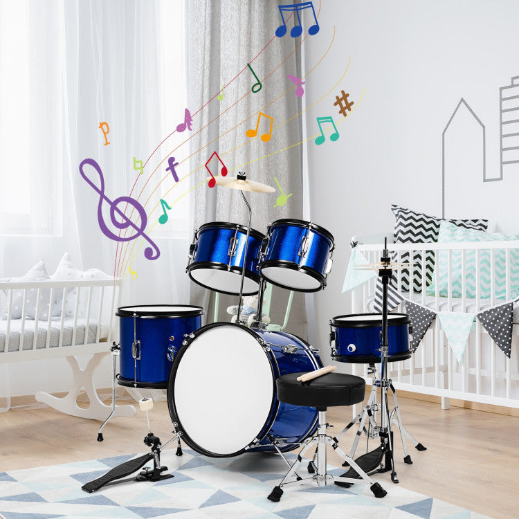 SUGIFT 16 Inch 5 Pieces Complete Kids Junior Drum Set Children Beginner Kit