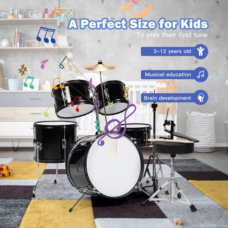 SUGIFT 16 Inch 5 Pieces Complete Kids Junior Drum Set Children Beginner Kit
