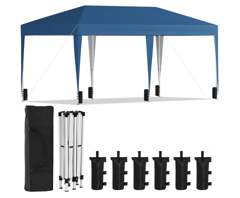 SUGIFT 10x20ft Pop Up Canopy Tent Easy Setup Outdoor Canopy for Outdoor Events, Party, Wedding Blue
