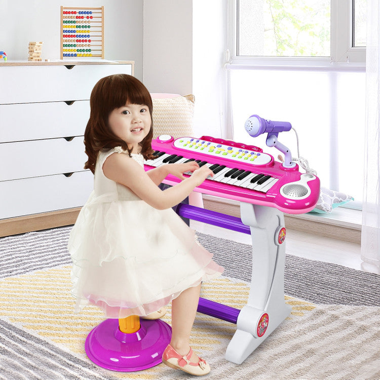 SUGIFT 37 Key Electronic Keyboard Kids Toy Piano Included Microphone and Stool