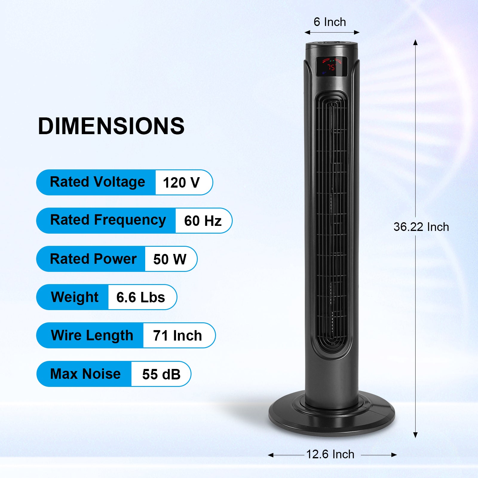 SUGIFT 36 Inch High Efficiency Cooling Tower Fan with 3 Speed Settings and 15 Hour Timer, 70 Degree Auto Oscillating with Remote, Standing Fan for Bedroom Home Office