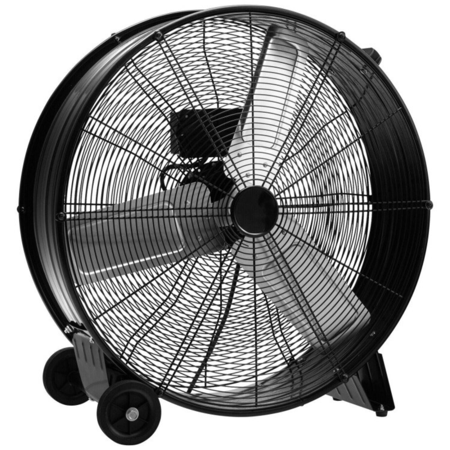 SUGIFT 3-Speed 24 Inch Industrial Drum Fan with Aluminum Blades-Black