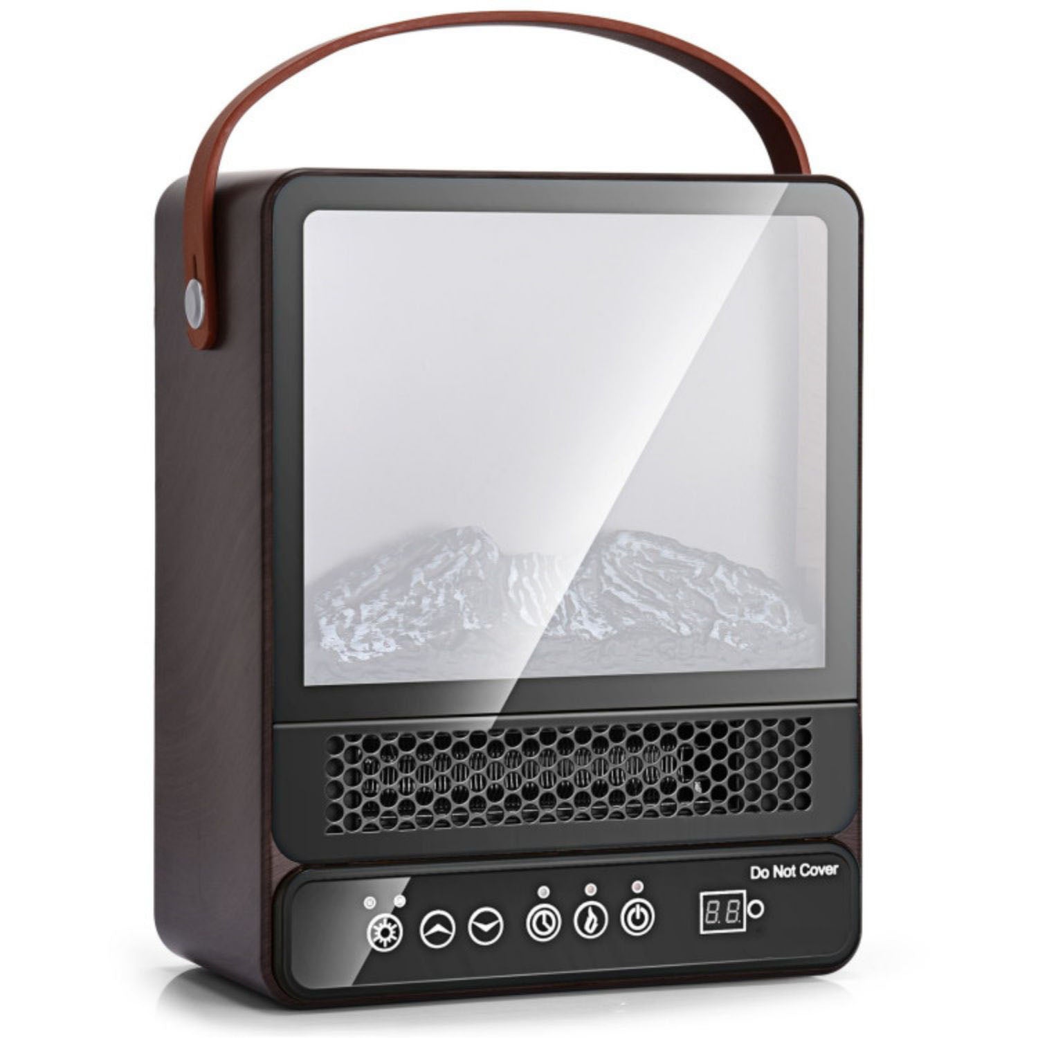 SUGIFT 1500W Electric Fireplace Tabletop Portable Space Heater with 3D Flame Effect-Walnut