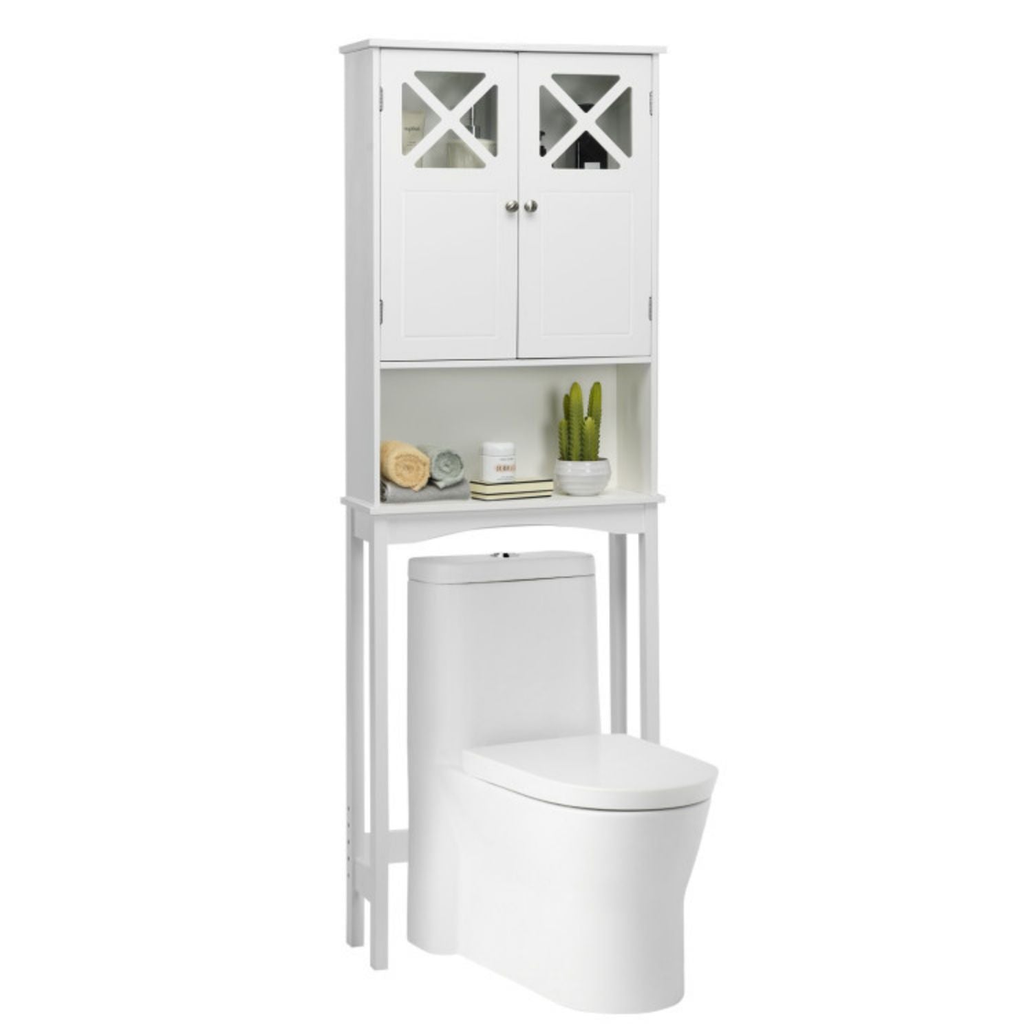 SUGIFT 2-Door Over The Toilet Bathroom Storage Cabinet with Adjustable Shelf