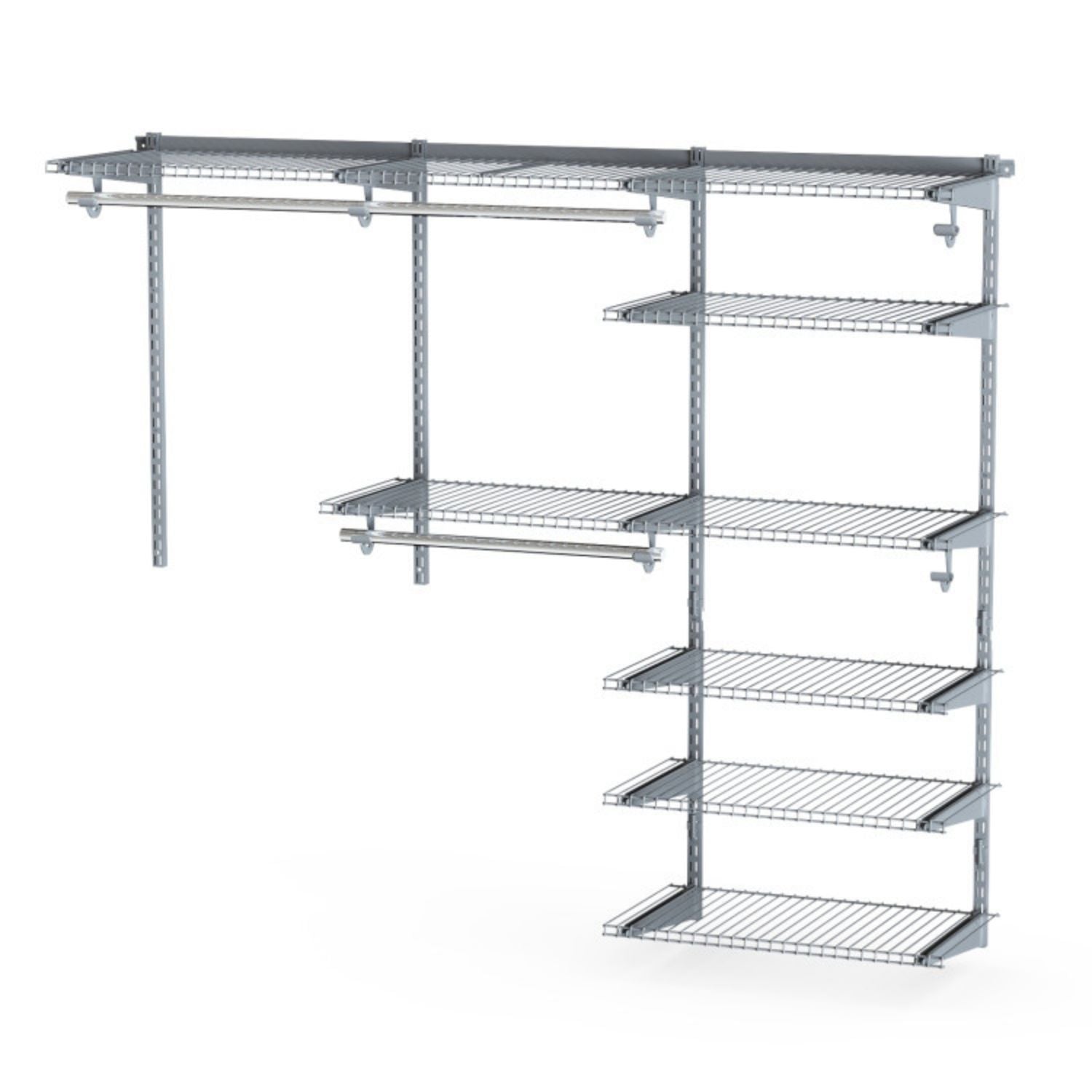 SUGIFT Adjustable Closet Organizer Kit with Shelves and Hanging Rods for 4 to 6 Feet-Gray