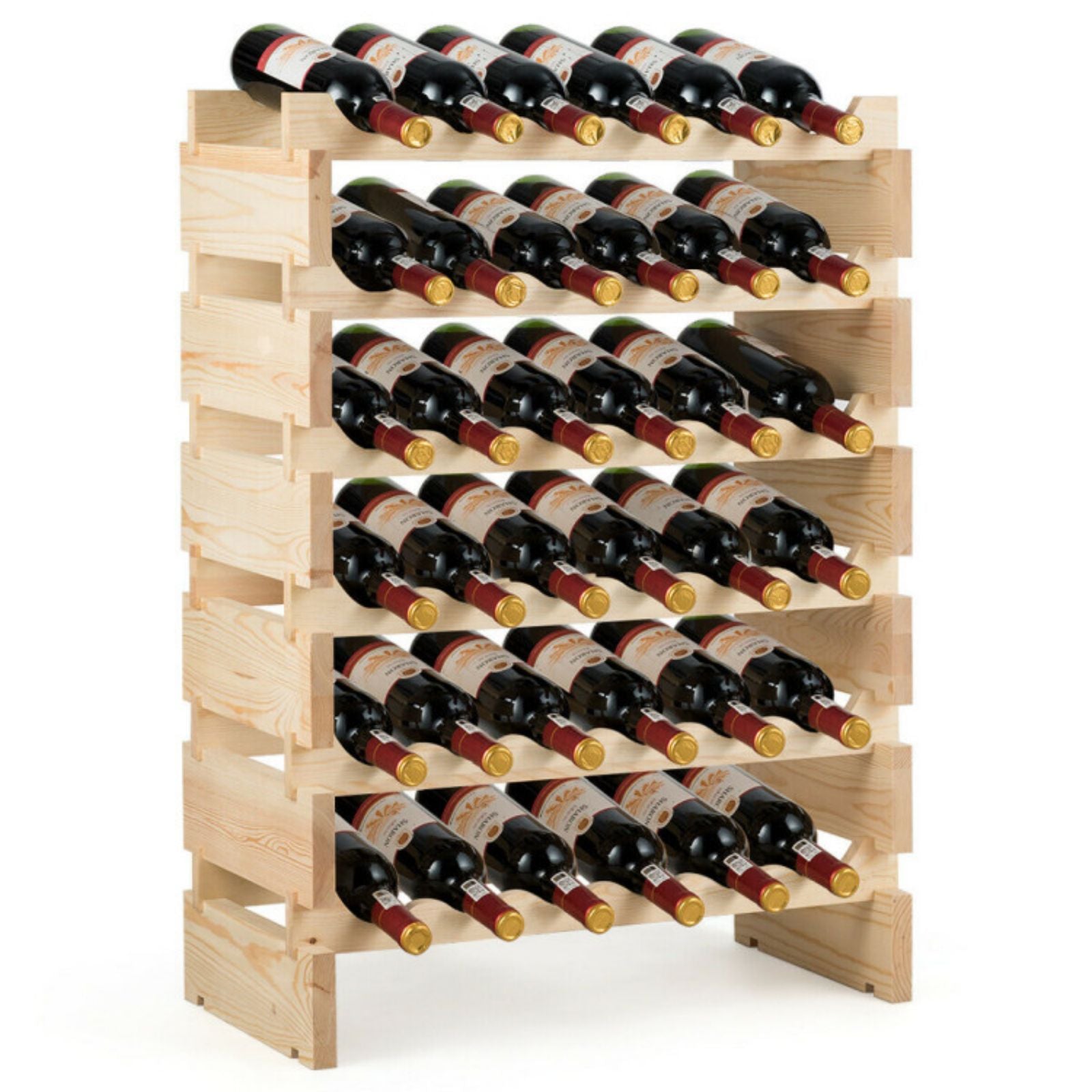 SUGIFT 36 Bottles Stackable Wooden Wobble-Free Modular Wine Rack