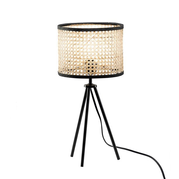 SUGIFT Rattan 21.3inch Table Lamp with In-line Switch Control and Metal Legs