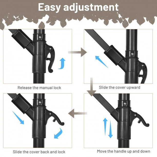 10 Feet Offset Umbrella Outdoor Umbrella with 8 Ribs Cantilever and Cross Base Tilt Adjustment