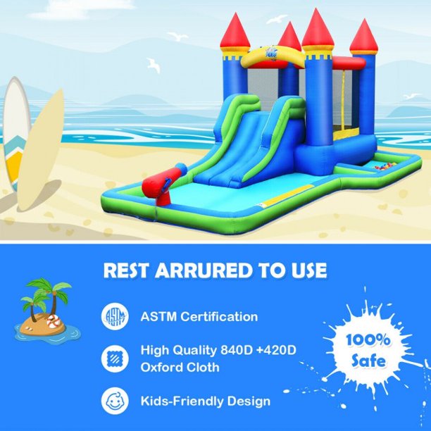 SUGIFT Kids Inflatable Bounce House Water Slide without Blower