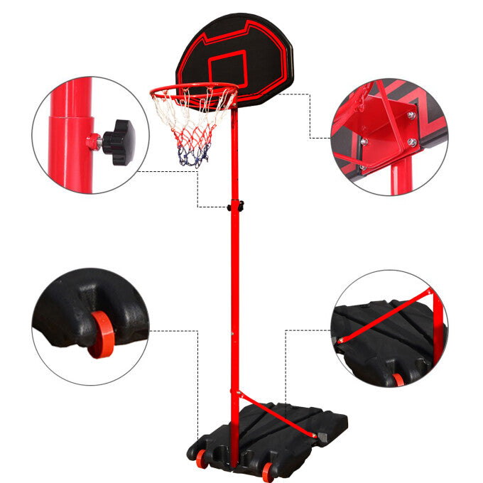 29 in. Kids Portable Adjustable Basketball Goals Basketball Hoop Stand in Black