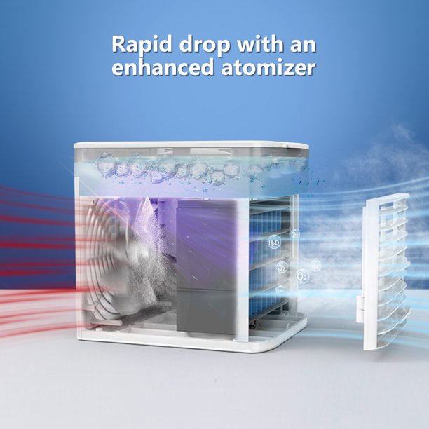 SUGIFT Mini Mobile Air Conditioner 3 in 1 USB Portable Air Cooler 7 Color Fan 3 Speed Evaporative Humidifier for Office Bedroom