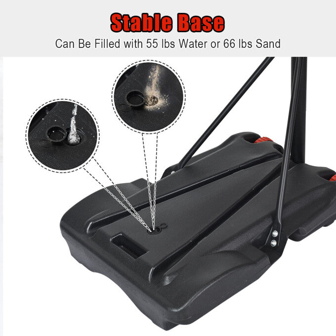 29 in. Kids Portable Adjustable Basketball Goals Basketball Hoop Stand in Black