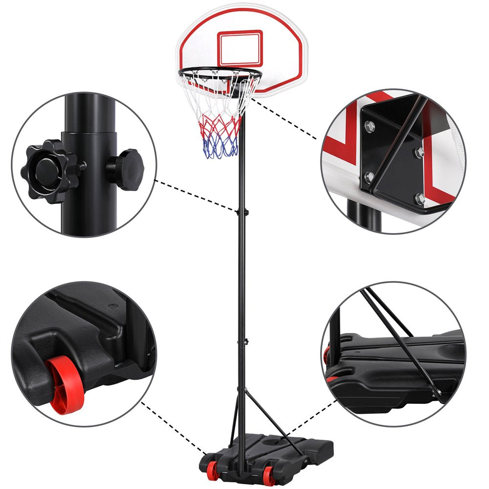 Height Adjustable Kids Basketball Hoop Stand with Durable Net Shatterproof Backboard Wheel