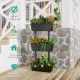 3-Tier Freestanding Vertical Black Resin Plant Stand for Gardening and Planting Use