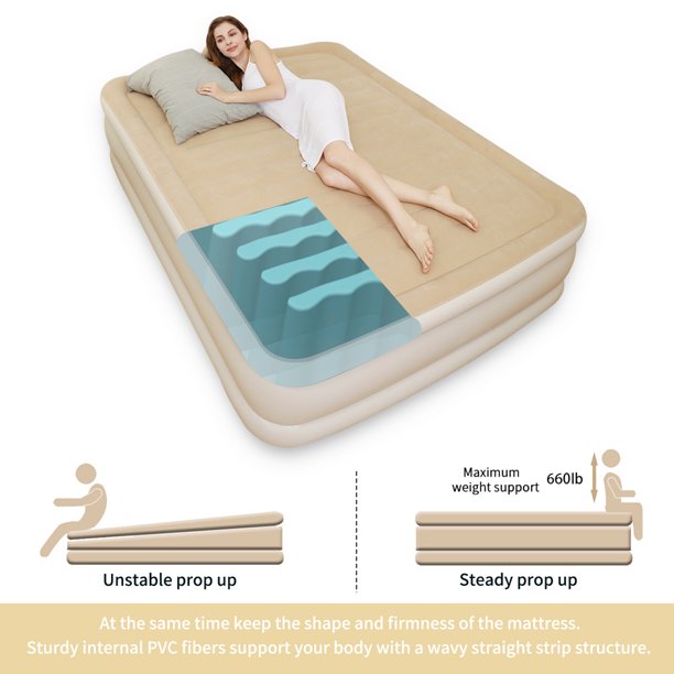 SKONYON Air Beds Mattresses Queen Size Air Bed with built-in Pump