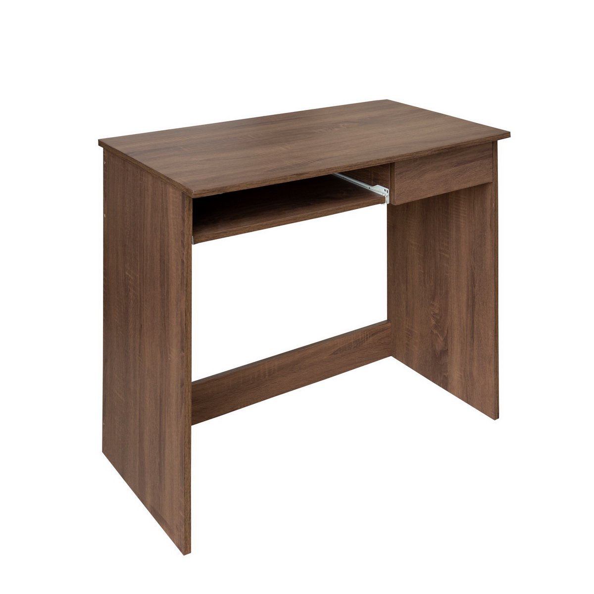 SUGIFT Full Wooden Computer Desk Office Table with 1 drawer and 1 keyboard tray Walnut