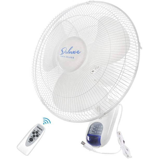 SUGIFT 16 Inch Digital Wall Mount Fan with Remote Control 3 Speed 3 Oscillating Modes, White