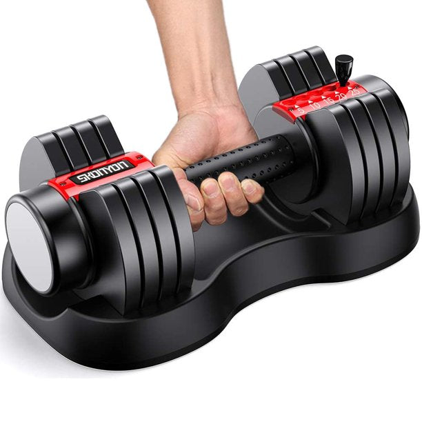 SUGIFT Adjustable Dumbbell 25 lbs with Fast Automatic Adjustable and Weight Plate for Home Gym Strength Training Fitness