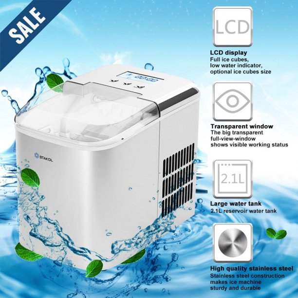 SUGIFT 26 lbs Ice Maker Countertop LCD Display Ice Maker with Ice Scoop£¬Stain Gray