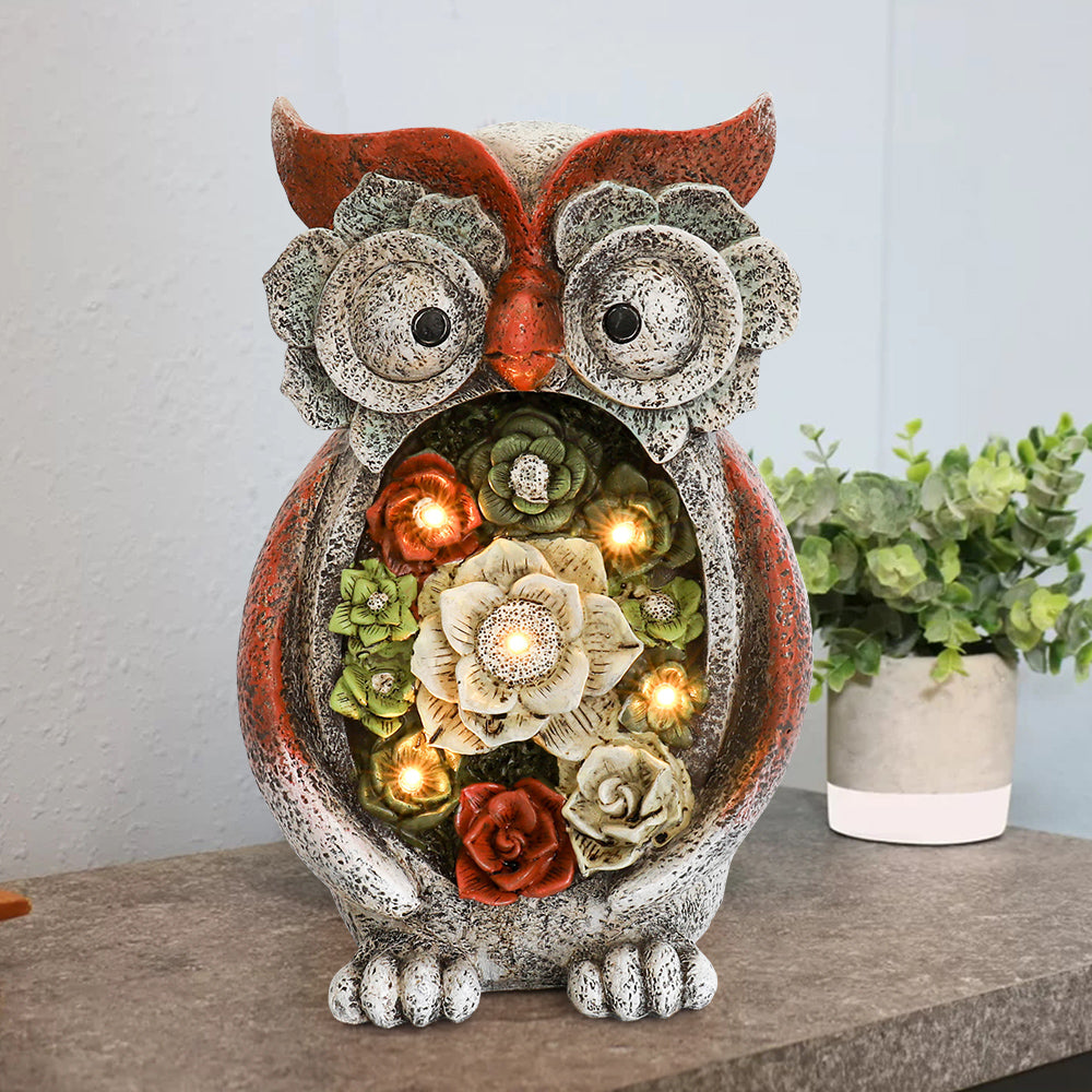 SUGIFT Garden Owl Statue, Solar Resin Animal Sculpture
