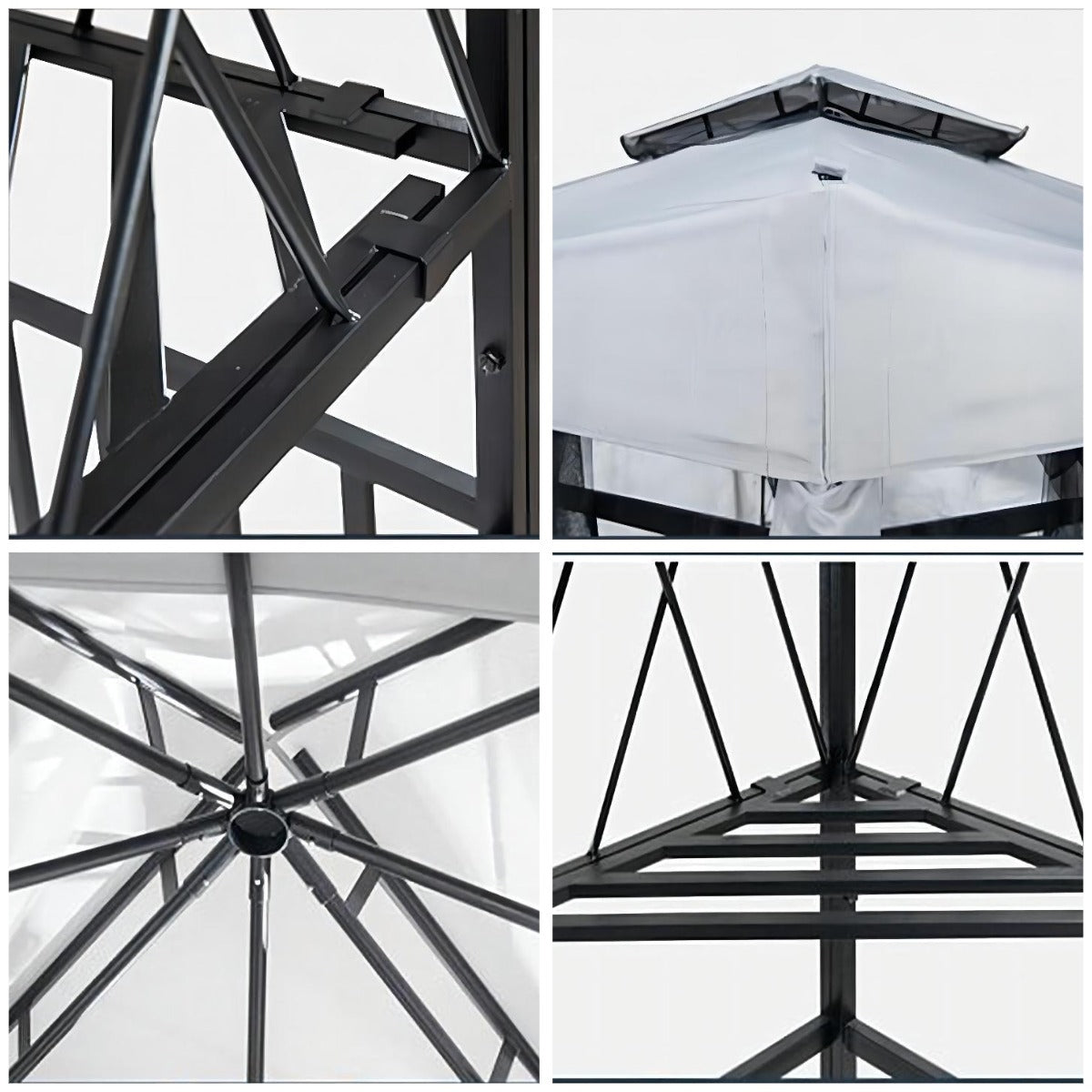 SUGIFT Outdoor Patio Gazebo Canopy with Mesh Netting Sidewalls and Steel Frame - Light Gray