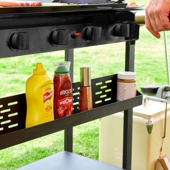 4-Burner Portable Propane Gas Grill in Black with Griddle Top