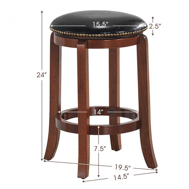 SUGIFT Swivel Bar stool Leather Padded Backless Chair