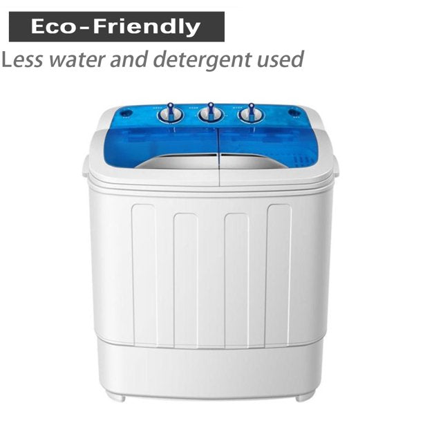 SUGIFT Portable Compact Washing Machine, 2 in 1 Mini Twin Tub Washing Machine, 13lbs Capacity Washer & Spinner, Gravity Drain Pump and Drain Hose