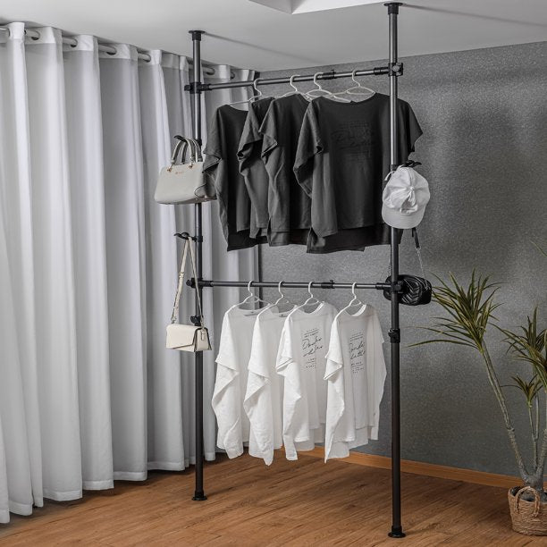 SUGIFT 2 Tier Adjustable Clothing Rack