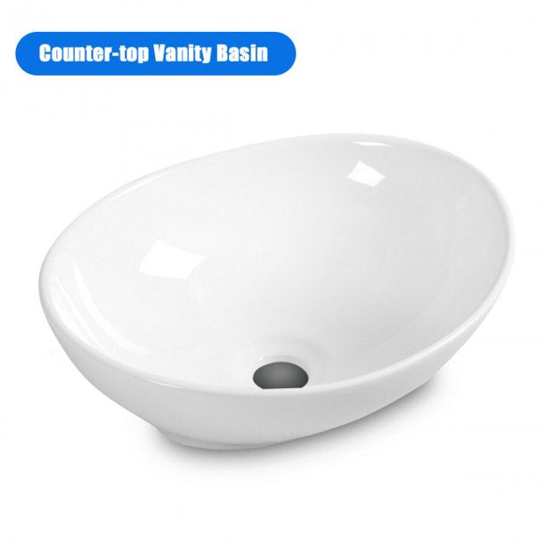 SUGIFT Sink Oval Bathroom Basin Ceramic Vessel