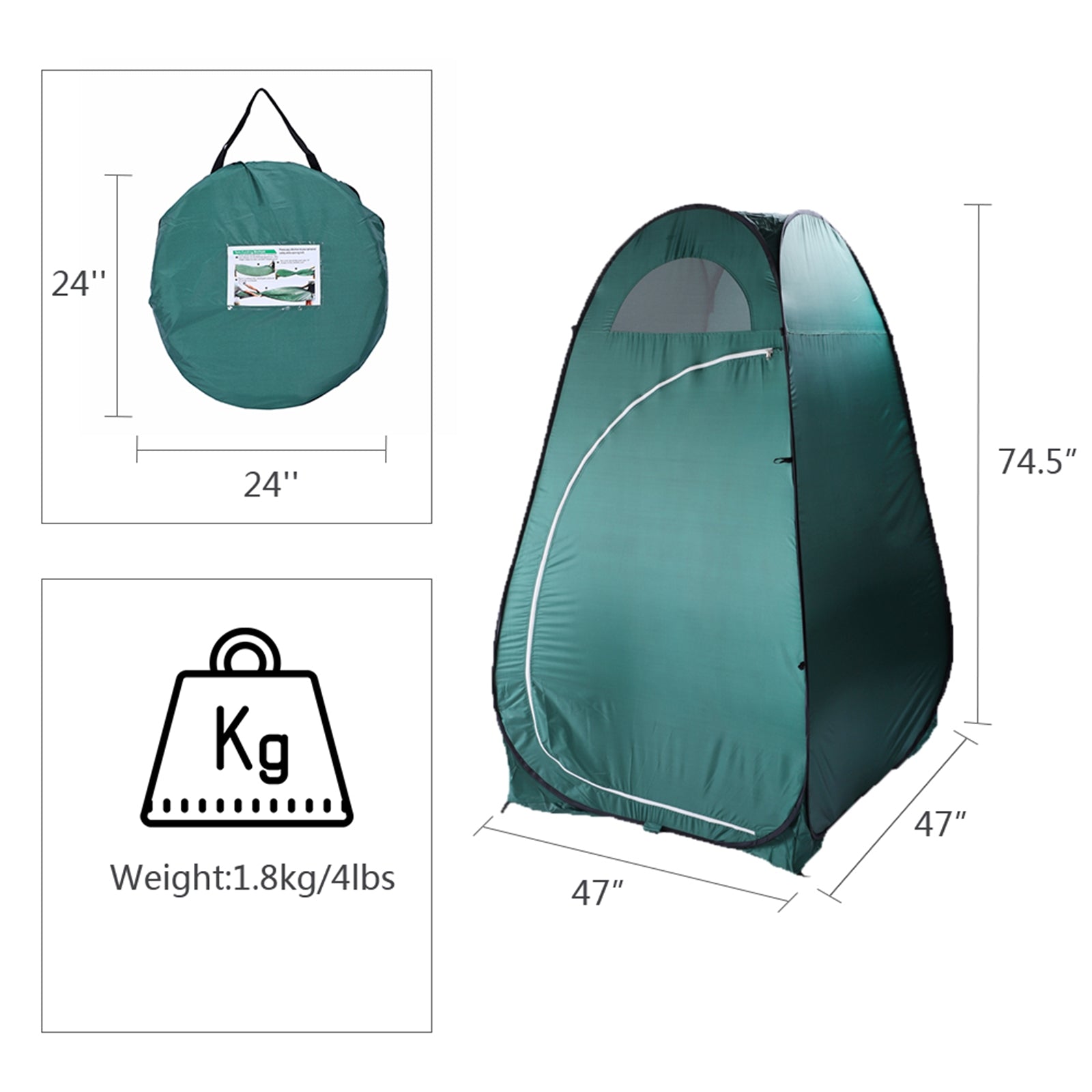 SUGIFT Portable Pop Up Tent Outdoor Toilet Shower Locker Room Green