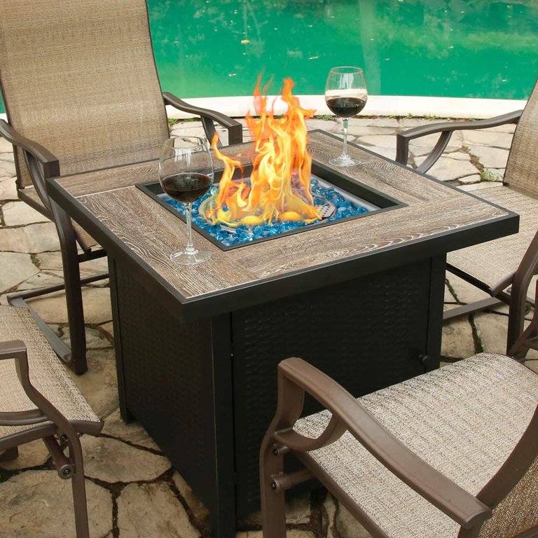 Propane Gas Fire Pit Table 30 inch 50000 BTU Square Gas Firepits