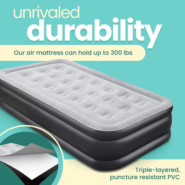 SUGIFT Inflatable Twin Size Air Mattress Inflatable Air Bed with Built-in Pump
