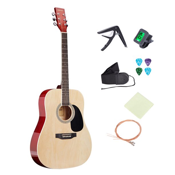SUGIFT 41'' Full Size All-Wood Acoustic Guitar Starter Kit W/Gig Bag, E-Tuner, Pick, Strap, Rag for Beginners- Natural