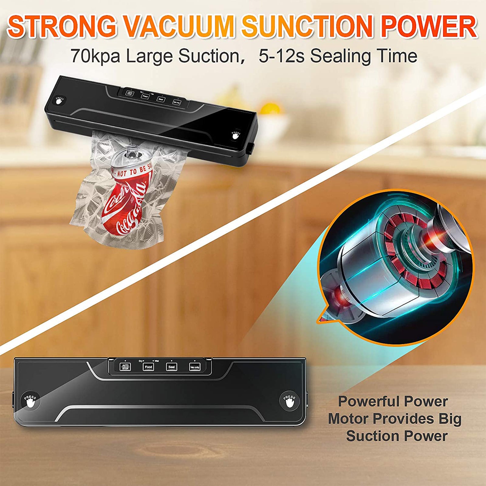SUGIFT Vacuum Sealer Machine with Suction Hose and 15 Vacuum Bags Included