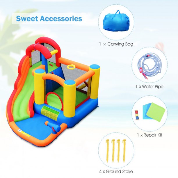 SUGIFT Inflatable Water Slide Bounce House with Pool and Cannon Without Blower