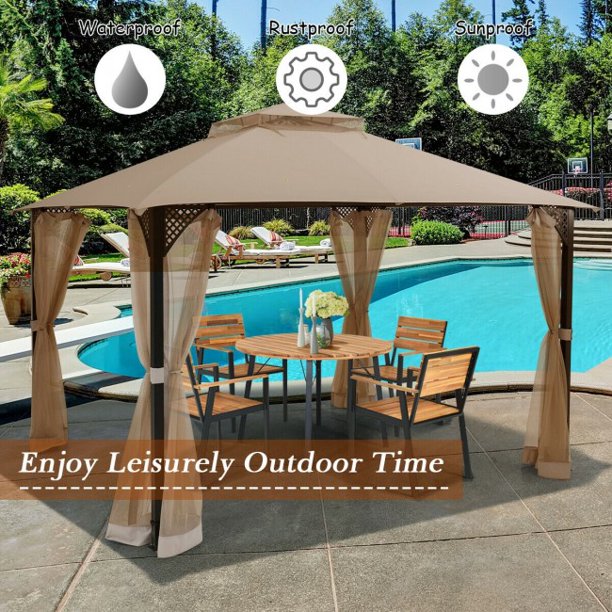 SUGIFT Patio Gazebo 12 x 10 Feet Outdoor Double Top