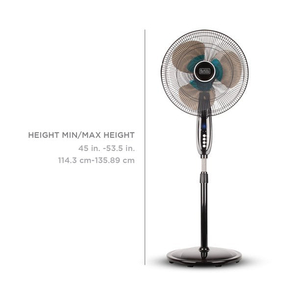 SUGIFT 16in Dual-Blade Oscillating 3-Speed Stand Fan, Black