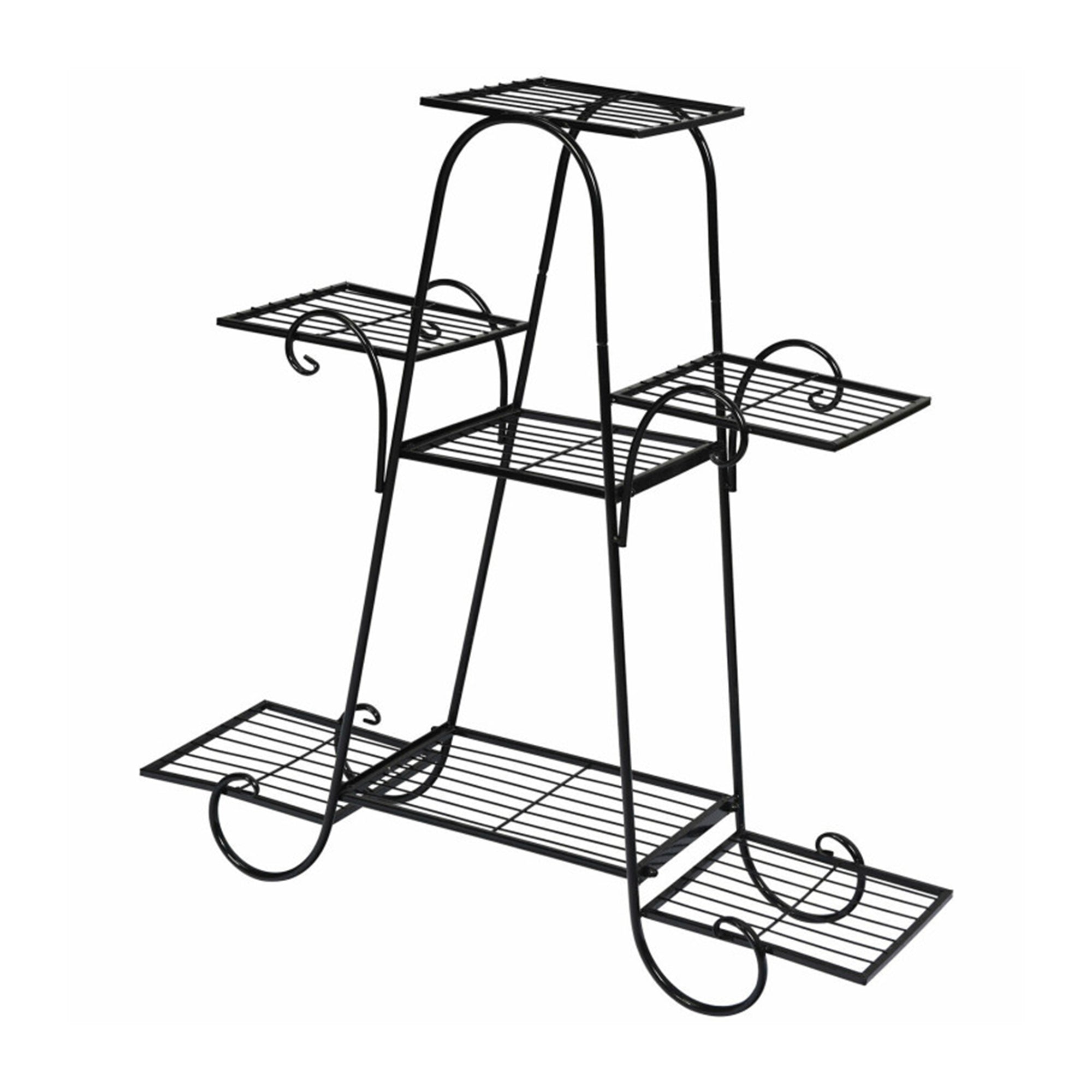 Indoor/Outdoor Black Metal Plant Stand Flower Rack Display Decor Pot Plant Holder (7-Tier)