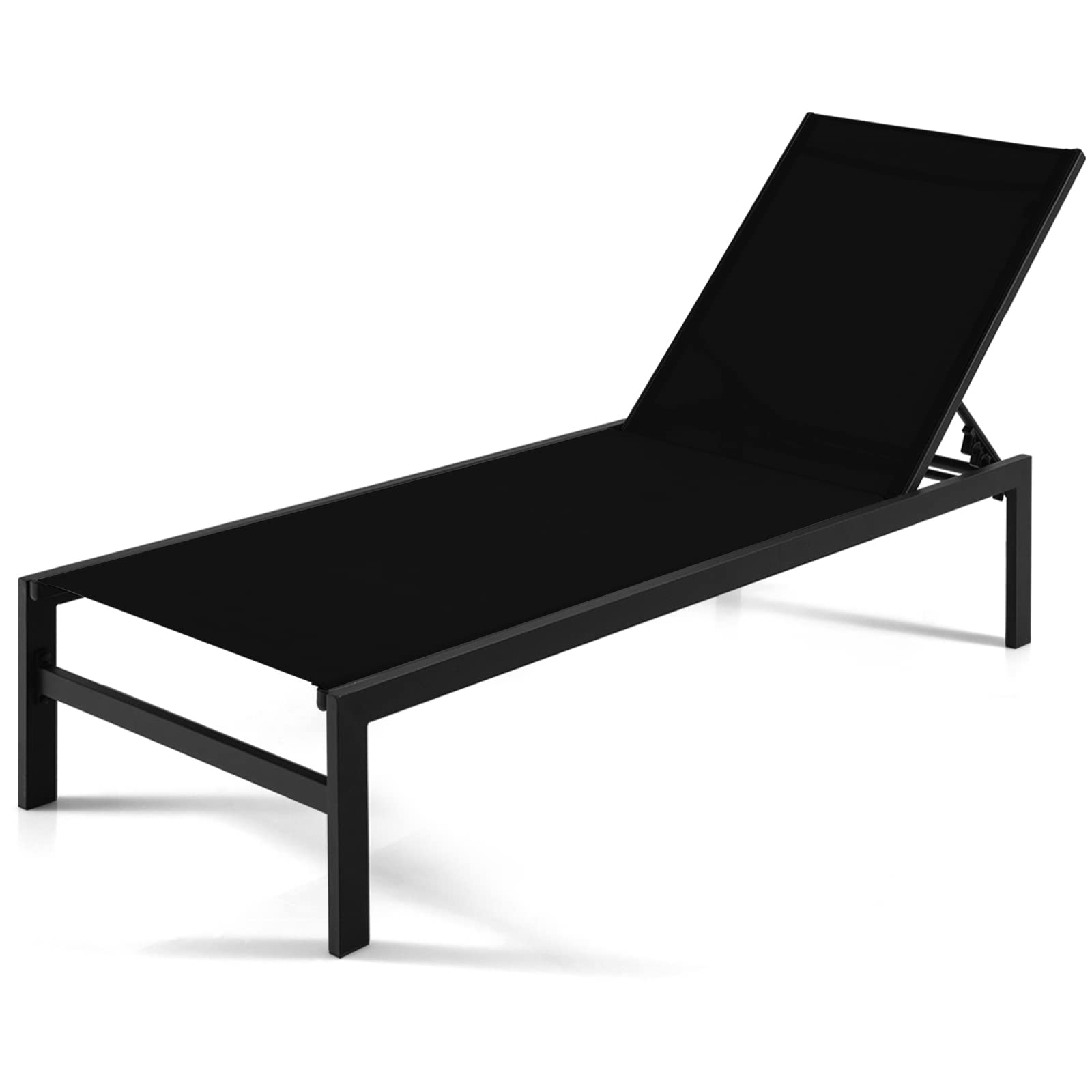 Black Aluminum Adjustable Chaise Lounge Chairs