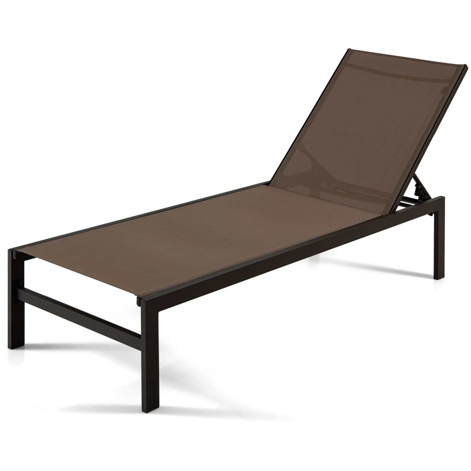 Brown Aluminum Adjustable Chaise Lounge Chairs