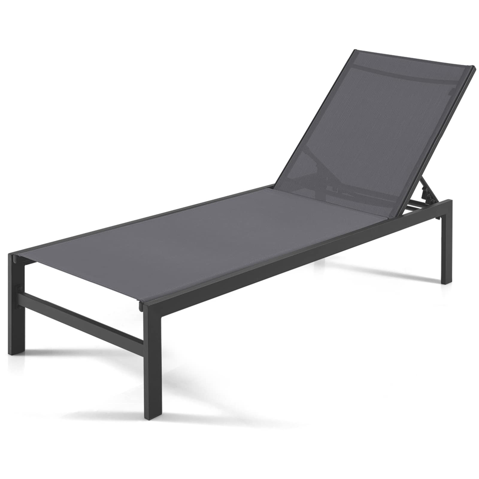 Gray Aluminum Adjustable Chaise Lounge Chairs