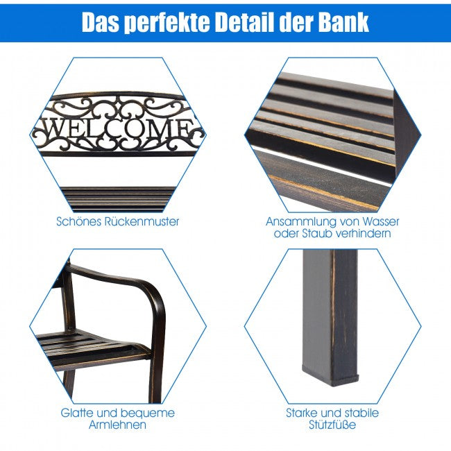 SUGIFT Garden Bench with Elegant Bronze Finish and Durable Metal Frame,Bronze